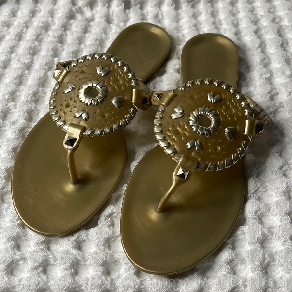 Jack Rogers Gold Georgica Jelly Sandals Size 7